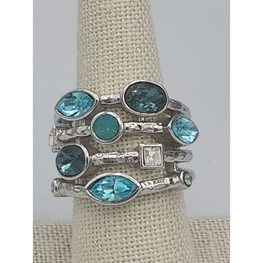 RJ Graziano Sterling Silver Multi Band Gemstone Ring sz 7